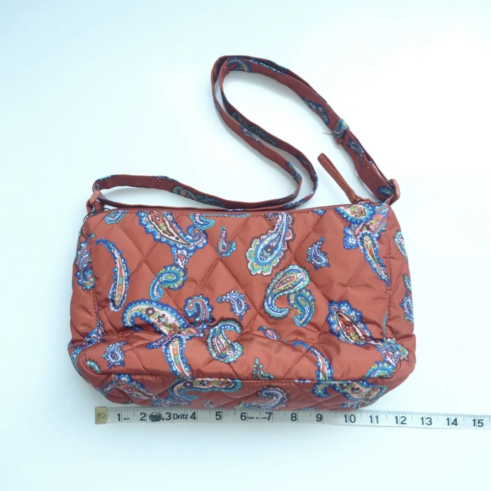VERA BRADLEY Minor Paisley Quilted Shoulder Bag and Wristlet Pouch Set Orange